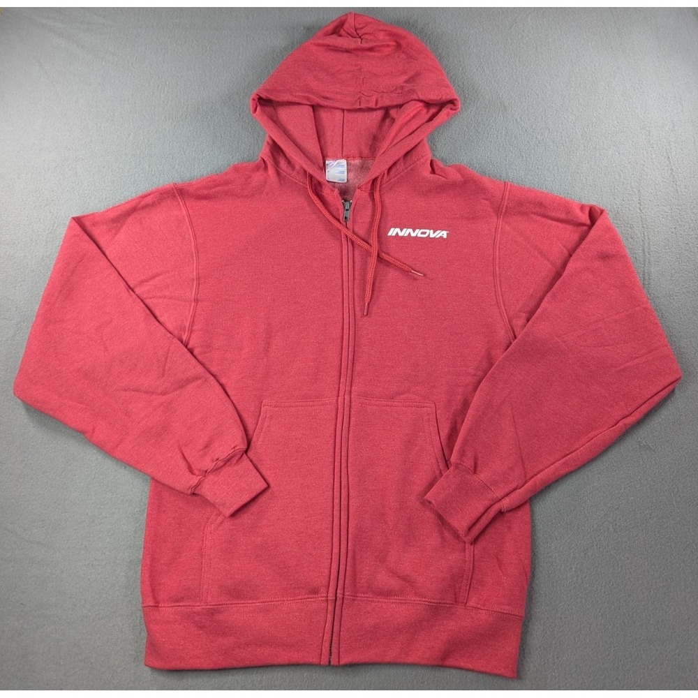 Innova Disc Golf Hoodie Small Red Full Zip Sweatshirt Compass Graphic Team - Picture 3 of 15
